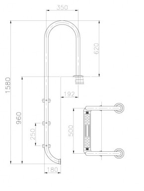 Edelstahl Einbaubeckenleiter 120 cm Beckentiefe - schmale Ausführung